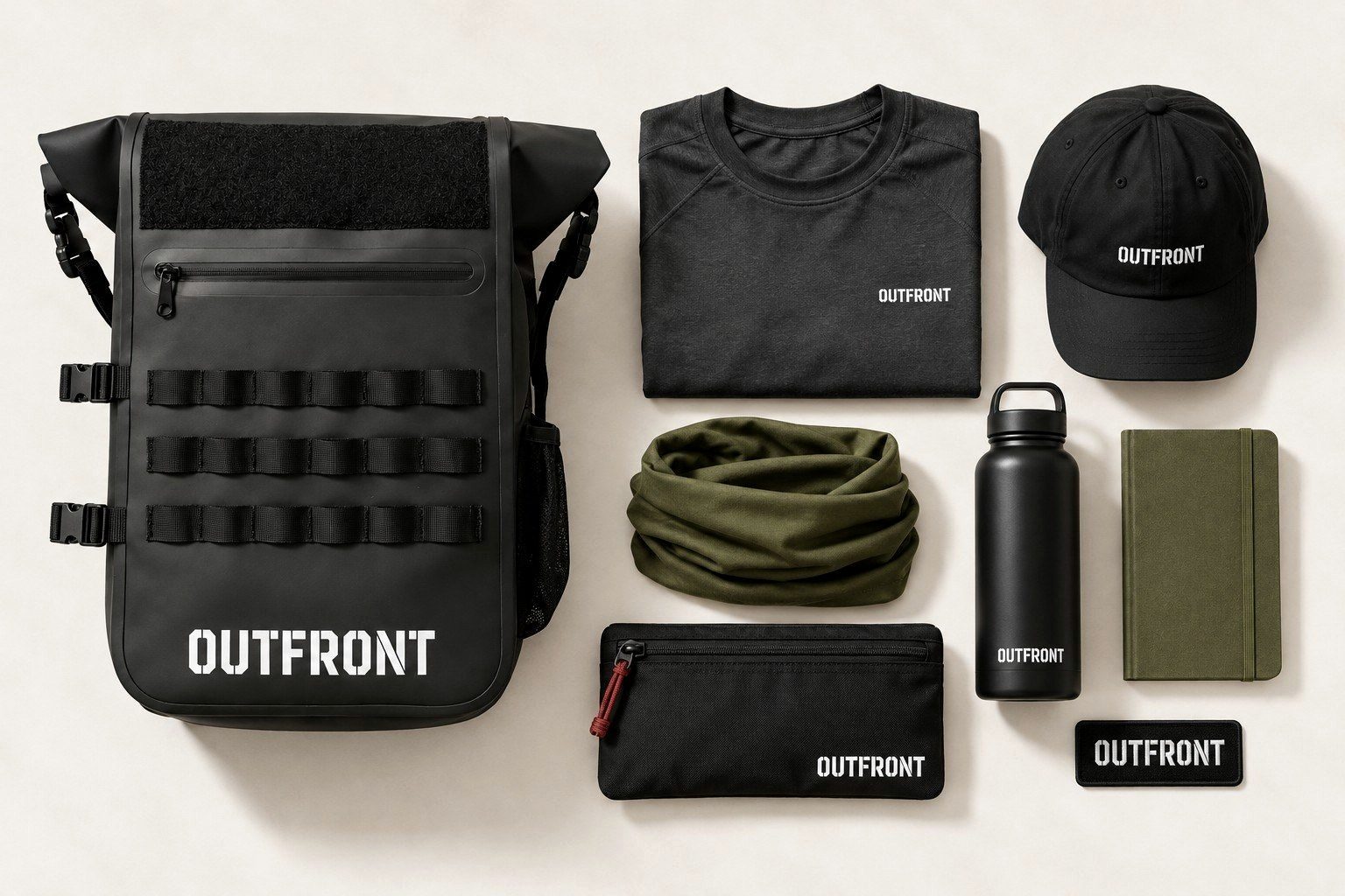 Welcome Kit OUTFRONT: mochila Field Pack, camiseta, gorra, tubular, botella, pouch y libreta
